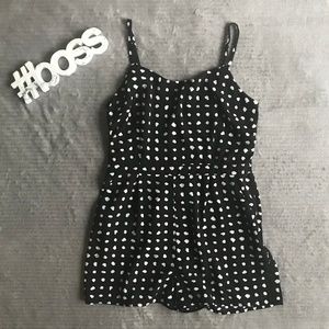 Black/Ivory Polka Dot Romper